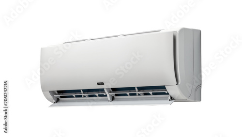 Принти на полотні Modern white split air conditioner unit with open louvers