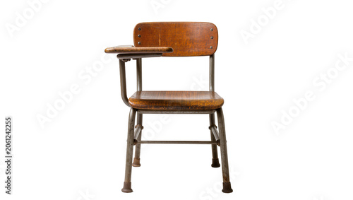 Vintage wooden school desk chair with writing tablet