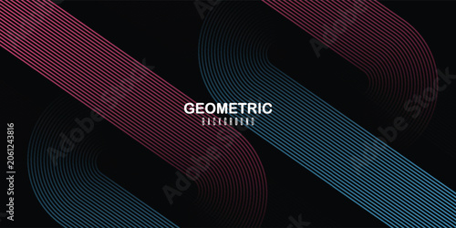 Modern Abstract Geometric Line Background with Gradient Stripes on Black. Modern terendy desigran in vector illusttion