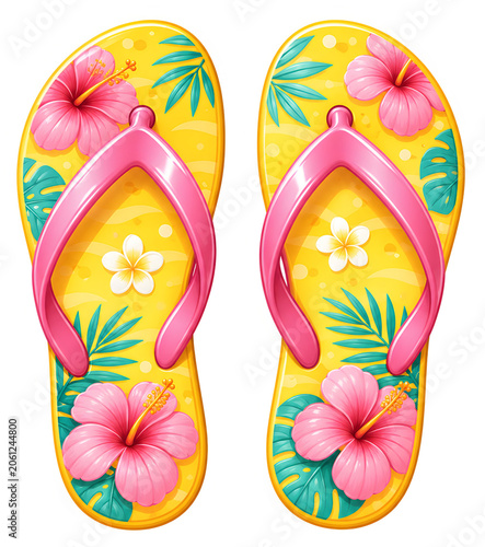 Tropical Floral Flip Flops Sticker PNG