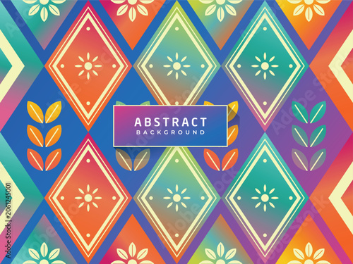 Colorful Modern Batik Diamond Pattern Vector Background