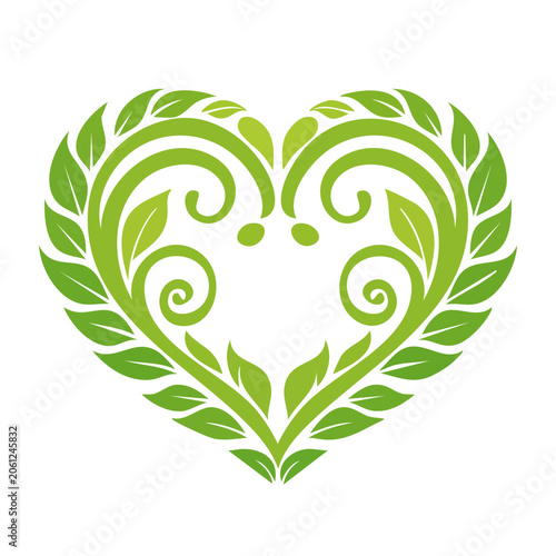 Green leaf swirl vector ornament