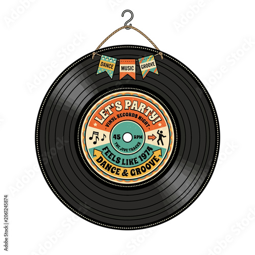 Vintage Vinyl Record - Let's Party! Dance Music.