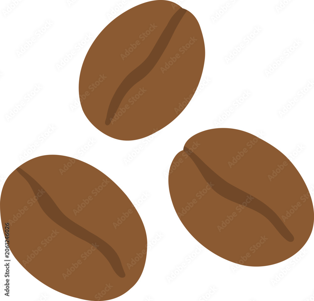 Fototapeta premium Three coffee beans illustration on light background, perfect for cafe branding, menu design