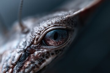 Extreme close-up macro shot of a reptile's eye, revealing intricate details and textures of its skin.