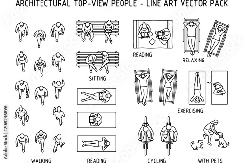Top View Human Figures Vector Pack for Architectural Drawing