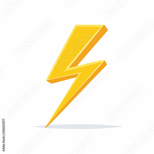 Yellow lightning bolt icon isolated on white background