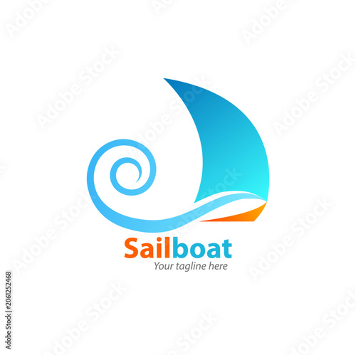 Modern Sailboat and Wave Marine Logo Design