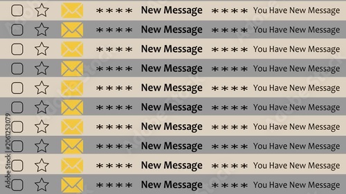 New Message showing in the email style, 4k animation scrolling with lot of messages concept. Unread message, email marketing. scrolling list in the internet browser ,seamless loop up animation