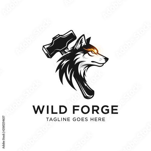 Quadro su tela Strong mascot-style logo representing craftsmanship, raw power, and animal instinct for industrial or creative brands