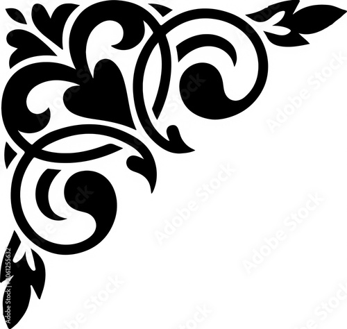 Intricate Victorian Scrollwork Heart and Leaf Corner Ornament