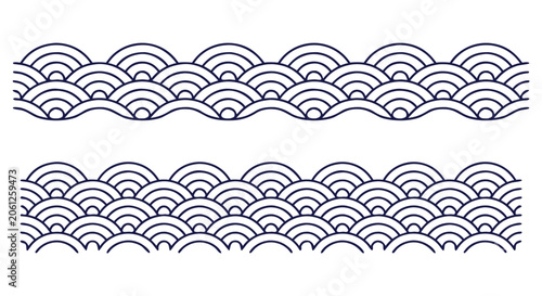 Foto japanese seigaiha wave scale border in indigo and white traditional style