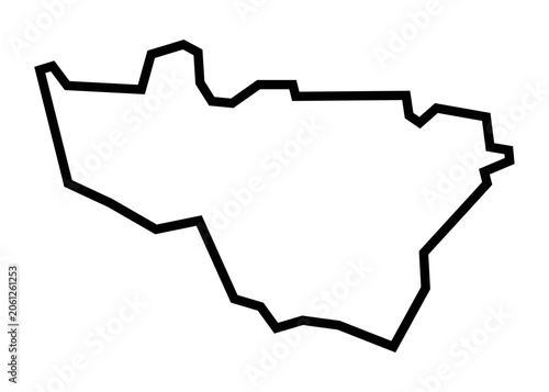 Fotografie Vladimir Oblast Professional Minimalist Black Outline Vector Map