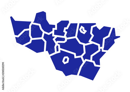 Obraz na płótnie Vladimir Oblast Professional Solid Blue Flat Vector Map with All Administrative