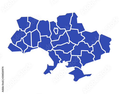 Zaporizhzhia Oblast: Professional Solid Blue Flat Vector Map with All Administrative Boundaries