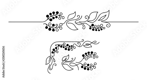 Tableau sur toile russian khokhloma border one line art frame set