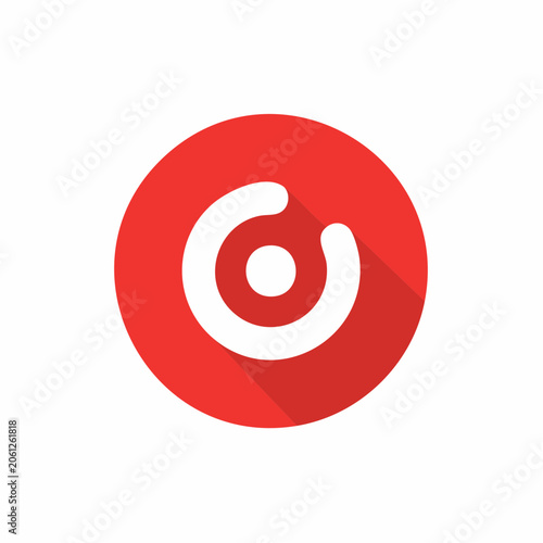 Abstract Red Circle Logo with White Inner Design and Shadow