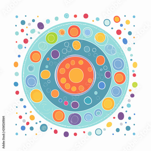 Colorful Abstract Mandala with Circles and Dots