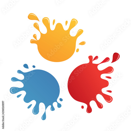 Colorful paint splashes on white background