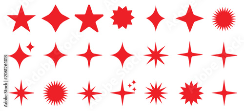 Принти на полотні Sparkle star icon set simple star burst symbol, transparent png and vector illus