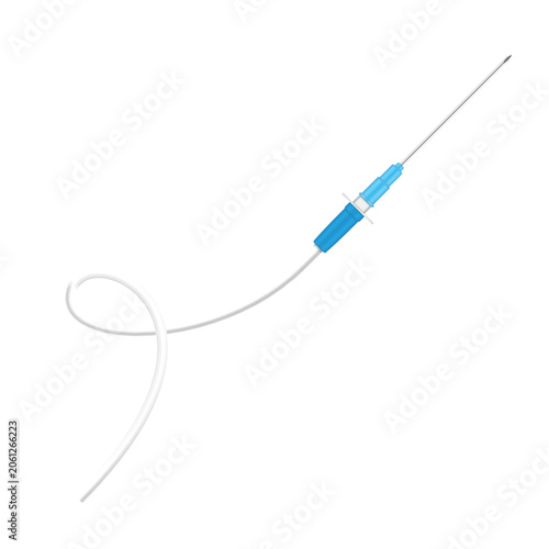 Peripheral intravenous catheter or puncture needle used in medical settings for patient treatment and fluid administration