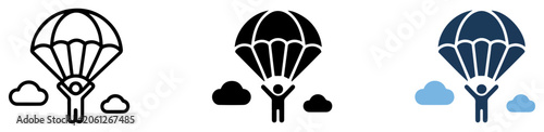 Photos skydiving parachute adventure sport icon set