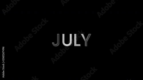 Shiny Metallic July Month Sign with Glowing Light Effect