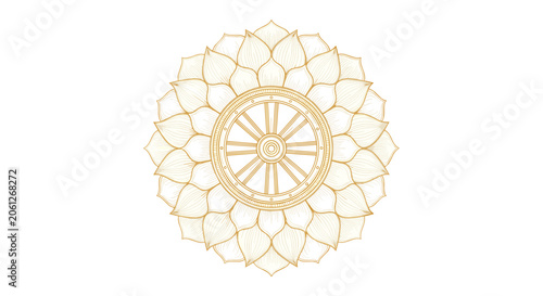 Foto Dharmachakra symbol of Buddhism and Hinduism.