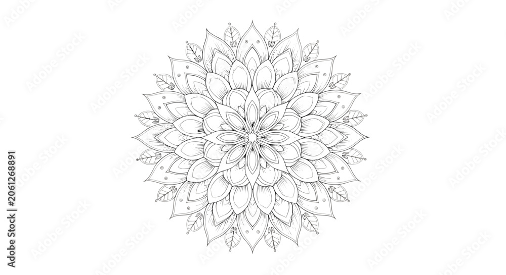 Obraz premium Intricate Mandala Design Outline for Coloring Pages.