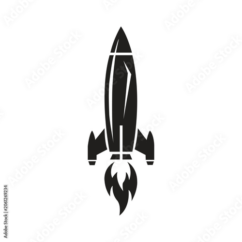 Rocket Launching Into Space with Black and White Smoke Trails