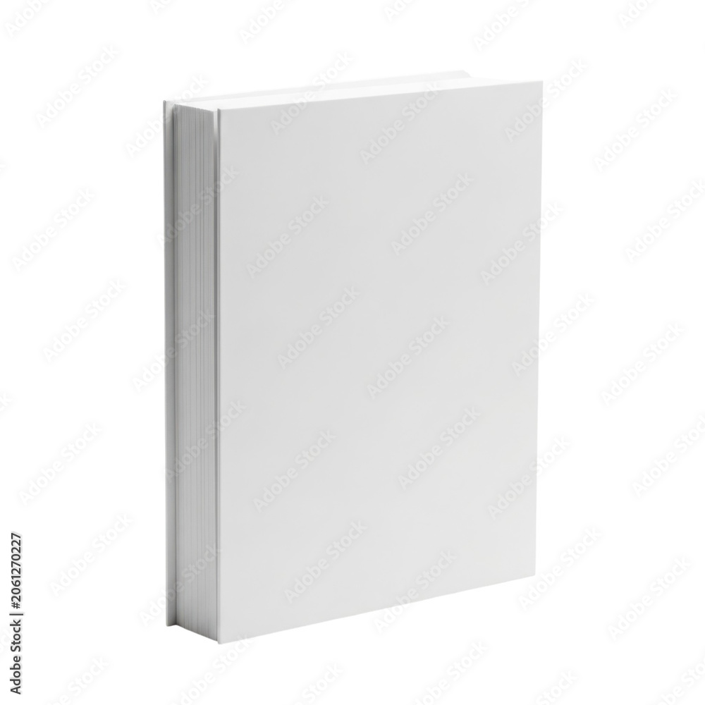 Naklejka premium A single standing blank white book cover for design mockup and branding presentation for your project