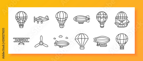 Fotografie Air transport set icon
