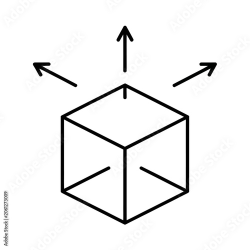 Abstract cube with outward pointing arrows vector for logistics and growth