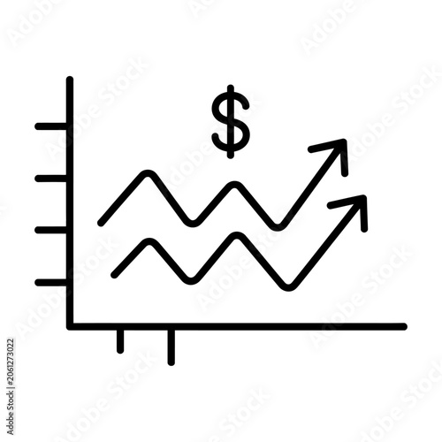 Financial growth chart with dollar sign vector icon for business analysis and profit report