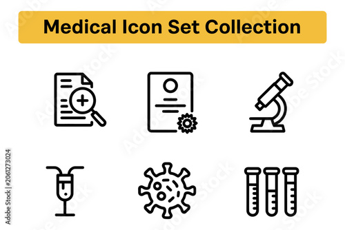 Medical icon set collection vector for healthcare research and laboratory work