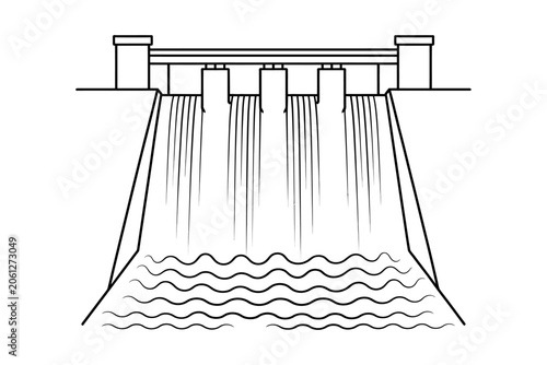 Water dam hydroelectric power plant vector icon for renewable energy and environment theme