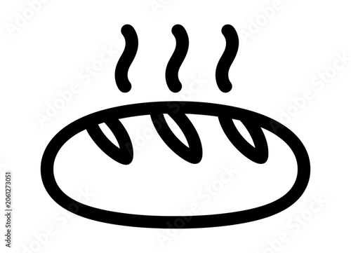 Freshly baked bread loaf vector icon with steam lines for bakery and food industry