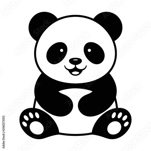 Cute sitting panda bear vector for children design and wildlife art projects