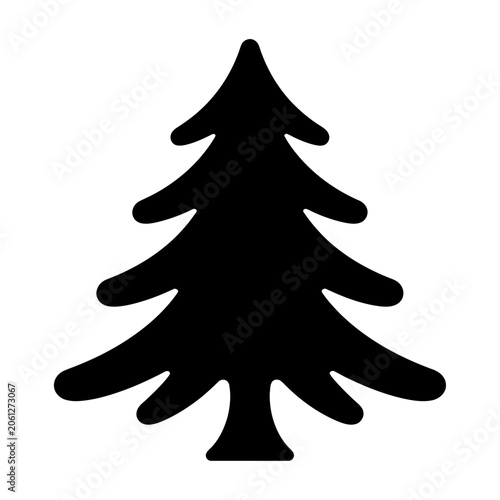 Simple evergreen tree silhouette vector icon for nature and forest themed graphic designs