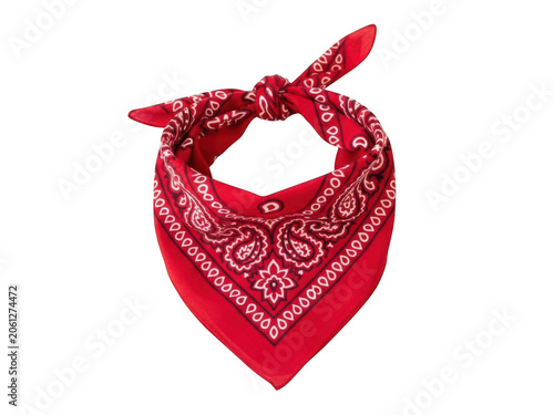 Red bandana with white polka dots