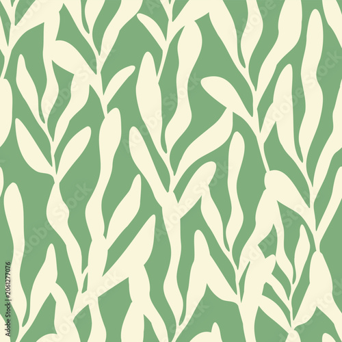 Wavy Botanical Print Decorative seamless pattern. Repeating background. Tileable wallpaper print.