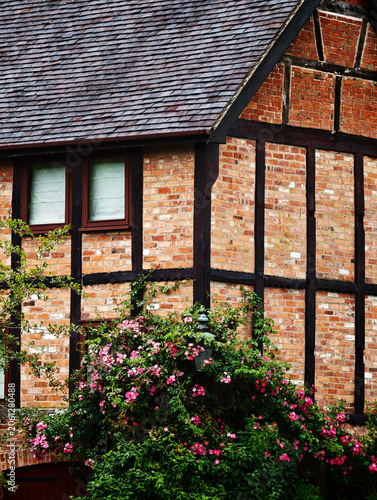 half timbered cottage in village
