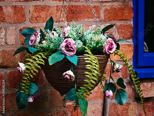 hanging basket outside house