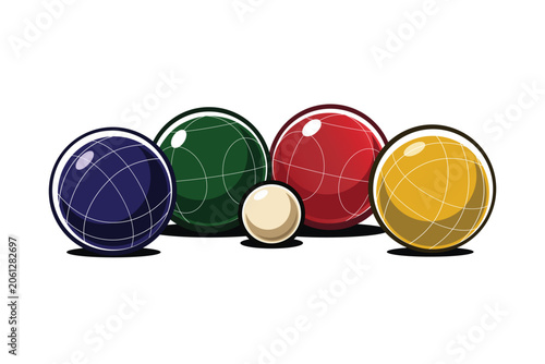 Fényképezés Illustration of Bocce Balls in several colors