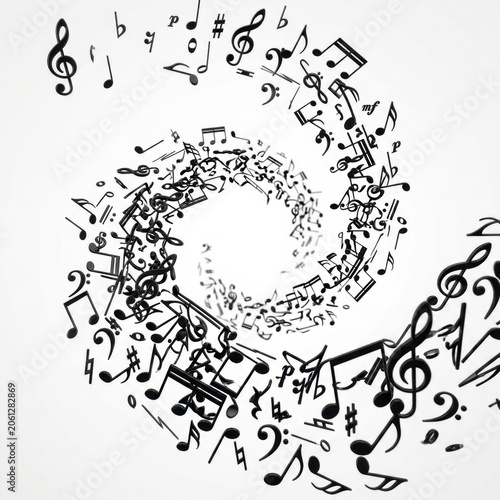 Music notes floating composition isolated on white background stock photography
