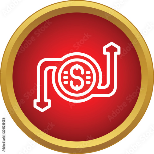 Φωτογραφία Dollar symbol circulating with up and down arrows on a red button