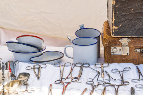 Fotografie Surgery table on a Second world war field hospital historic reenactment