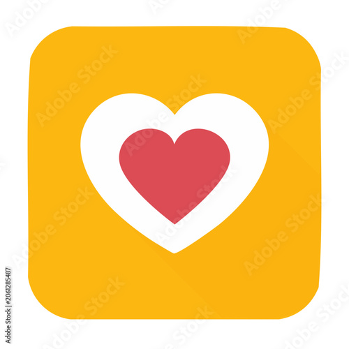 Red heart icon on yellow background