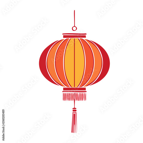 Red and Orange Paper Lantern with Tassel