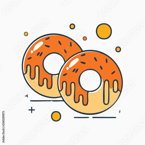Two Orange Frosted Doughnuts with Sprinkles